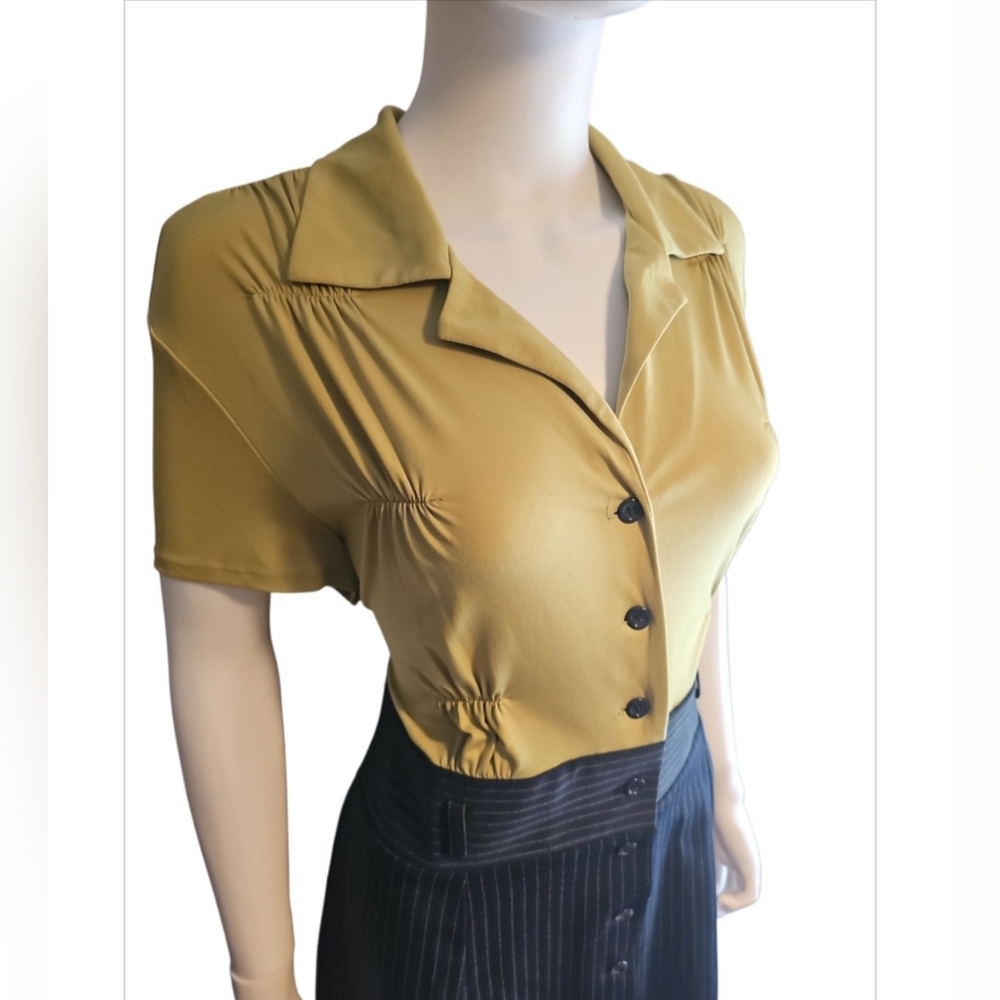 Two-Tone Button-Up Dress - Picture 9 of 11